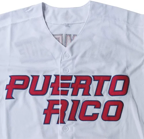 Vista 4 de #21 Roberto Clemente Puerto Rico World Game Classic - Camiseta de béisbol para hombre cosida