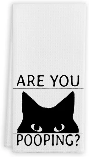 Vista 5 de QIYUHOY Toallas de cocina y paños de cocina de gato negro, regalos divertidos con temática de gatos, toallas de mano, 24 x 16 pulgadas (gris)