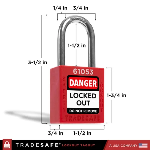 Vista 2 de TRADESAFE Juego de cerraduras de bloqueo - 7 candados iguales con llave roja, 2 llaves por cerradura, cerraduras Loto compatibles con OSHA