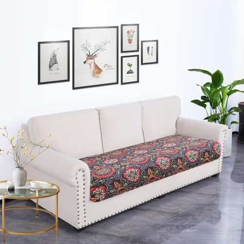 Vista 111 de hyha Fundas de cojín de sofá estampadas, fundas de sofá florales lavables para sofás con 2 cojines, fundas de cojín de patrón elástico para muebles