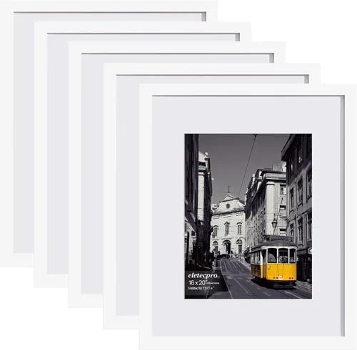 Vista 119 de eletecpro Juego de 5 marcos de fotos de 8 x 10 pulgadas, collage de fotos, decoración de pared, fotos de 5 x 7 con paspartú o de 8 x 10 pulgadas sin
