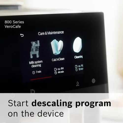 Vista 4 de Bosch Tabletas descalcificadoras para máquinas de café espresso VeroCafe, descalcificador y limpiador 2 en 1, elimina la cal y la acumulación