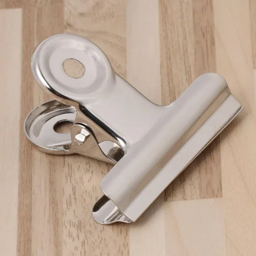 Vista 4 de Clip de metal para sellador de alimentos, abrazadera de bolsa de papel de oficina, carpeta de boletos, cajas de almacenamiento de fotos con tapas