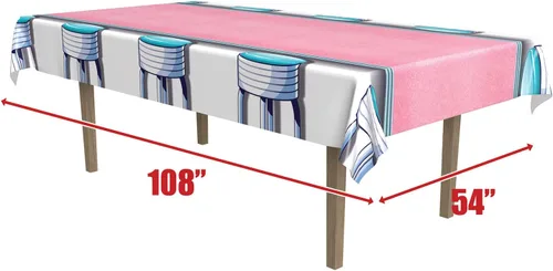 Vista 2 de Beistle Soda Shop - Mantel para taburetes (2 piezas, 54 x 108 pulgadas), multicolor