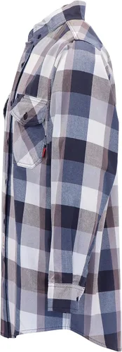 Vista 2 de BOCOMAL Men's FR Shirts 7.5oz Flame Resistant Welding Shirt NFPA2112 CAT2 Cuadros azul marino/blanco