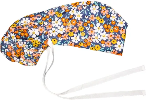 Vista 6 de Gorra médica con botones – Gorro de algodón con banda para el sudor, lazo trasero ajustable para cola de caballo