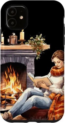 Vista 8 de iPhone 16 Book Reading In Fireplace Reader Bookworm Girls Women Case