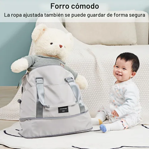 Vista 5 de Hanke Bolsa de viaje expandible de 39 litros, bolsa de lona plegable para viajes, bolsas de mano de fin de semana para mujeres con múltiples Gris