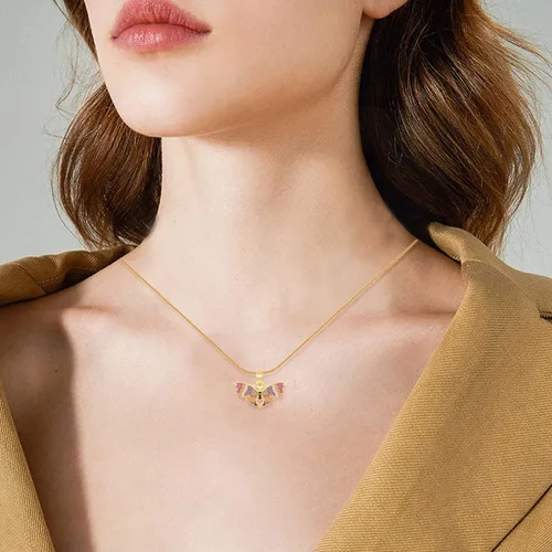 Vista 4 de BZEBI - Collares de mariposa para mujeres y niñas, delicados, chapados en oro de 14 quilates, circonita cúbica, joyería de Navidad, día de Acción