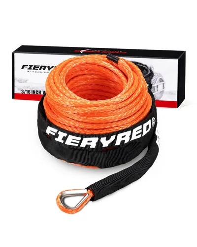Vista 9 de FieryRed Cuerda de Cabrestante Sintética de 3/8 Pulgada 85 Pies 26500 Libras Cable de Línea de Cabrestante con Funda Protectora para Vehículos Negro