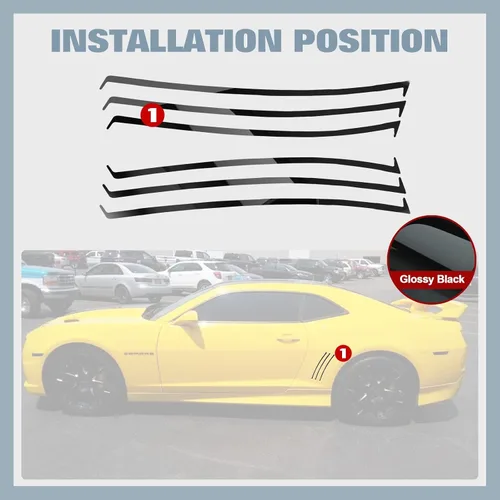 Vista 4 de x xotic tech 6 calcomanías de vinilo con incrustaciones de vinilo para carrocería L&R, compatible con Chevrolet Camaro SS RS LS 2010-2015