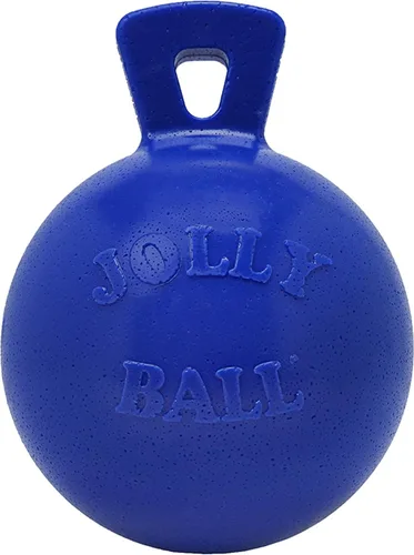 Vista 2 de Jolly Pets Tug-n-Toss - Pelota de juguete resistente para perros con asa, 4.5 pulgadas/pequeña, azul (445 BL)