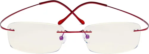 Vista 9 de CessBlu Gafas de computadora de titanio Gafas de lectura sin marco para lectores con filtro de luz azul