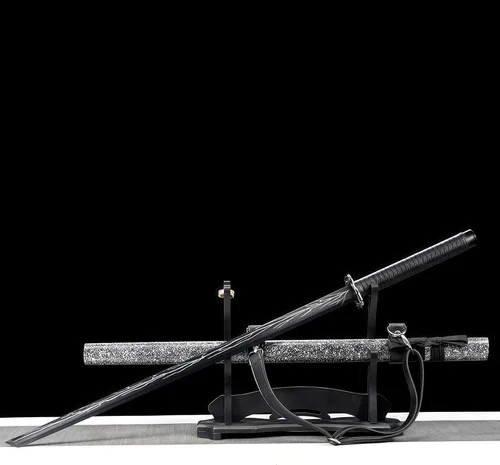 Vista 18 de Espada katana japonesa samurái – Hoja de espiga completa de acero al carbono real sin afilar, espada tradicional de práctica de Iaido