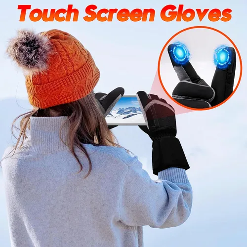 Vista 5 de Guantes USB Calentados para Hombres Mujeres Guantes Eléctricos Calentados Camping Manos con Artritis Guantes Gruesos Impermeables con Pantalla