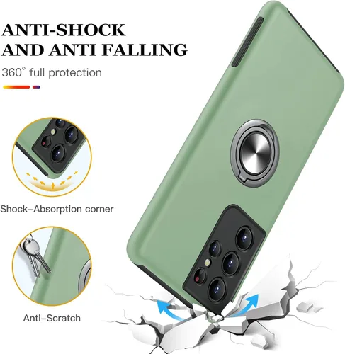 Vista 5 de JAME Funda para Samsung Galaxy S21 Ultra, Protector Delgado y Suave con Parachoques para Samsung S21 Ultra, con Soporte de Anillo Invisible y Atril