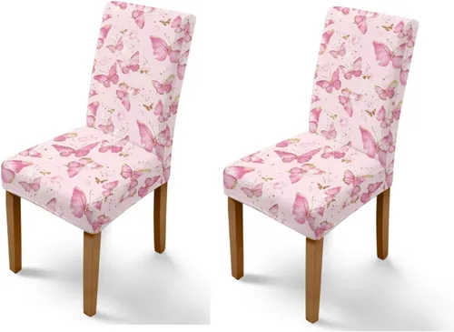 Vista 37 de HUGS IDEA Butterfly Dining Room Chair Covers Set of 2 Blue Marble Stretch Parsons Chair Slipcovers Washable Kitchen Chairs Protector Covers for