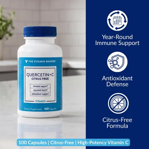 Vista 2 de The Vitamin Shoppe Brand Quercetin + C Citrus Free, 1400 mg de vitamina C y 500 mg de quercetina dihidrato, apoyo inmunológico, salud estacional