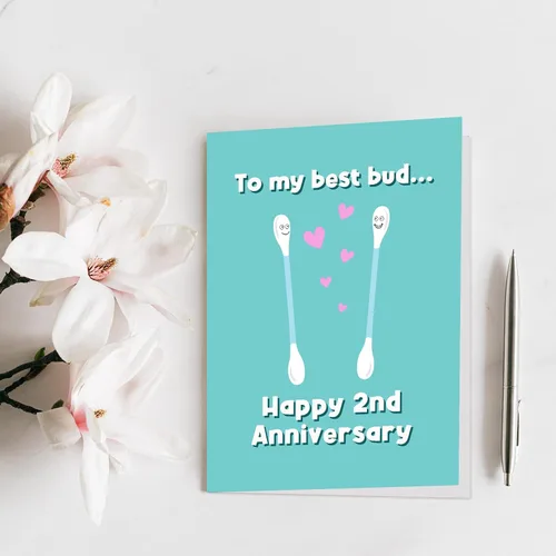 Vista 7 de Qiliji Tarjeta de feliz segundo aniversario, divertida tarjeta de aniversario de algodón, tarjeta de aniversario de segunda boda, tarjeta