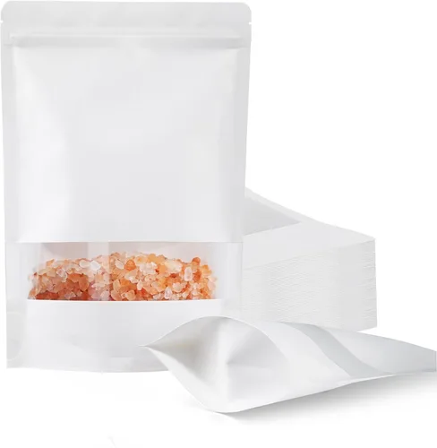 Vista 9 de FireKylin 100 bolsas de papel marrón con ventana, bolsas de pie de 3.5 x 5.5 pulgadas, bolsas de almacenamiento de alimentos con cremallera