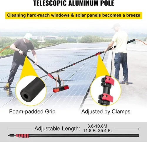 Vista 4 de OUSIKA Bastones de limpieza de ventanas, escobilla de extensión para limpiaparabrisas, escobilla de limpiaparabrisas y cepillo de agua, kit