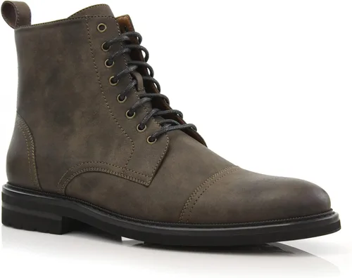 Vista 9 de Polar Fox Botas de tobillo para hombre Colección de botas casuales con cordones Estilos de punta redonda y punta lisa 1. Negro y lana