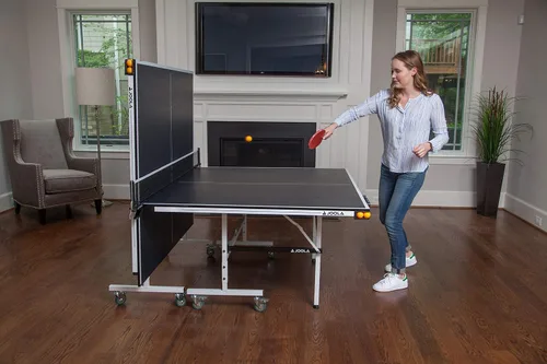 Vista 8 de JOOLA Rally TL - Mesa de ping pong profesional de MDF para interiores con abrazadera rápida y red de tenis de mesa y poste – 10 minutos de fácil