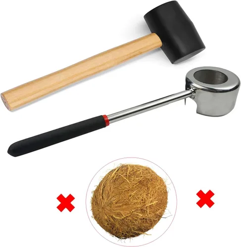 Vista 3 de Juego de 3 abridores de coco de acero inoxidable, kit de herramientas para abrir cocos frescos