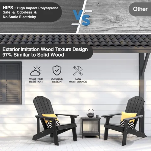 Vista 4 de Silla Adirondack, sillas de plástico resistentes a todo tipo de clima, con soporte para tazas, 5 pasos fáciles de instalar, sillas de exterior