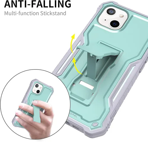 Vista 5 de Funda para Apple iPhone 13 (no iPhone 13 Pro), protección de grado militar a prueba de golpes con protector de pantalla HD de vidrio templado