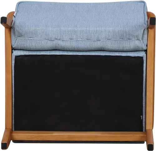 Vista 8 de BabyLand Sillón para niños, sofá individual para niños con estructura de madera maciza y tela de lino para regalo de niños (azul claro)