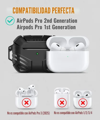 Vista 5 de MOBOSI Funda para AirPods Pro 2 con cerradura, compatible con funda Airpod Pro de 2ª/1ª generación, funda protectora de grado militar con kit