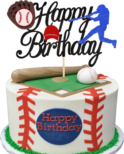 Vista 12 de 24 piezas de adornos para cupcakes de béisbol con purpurina, jugadores de béisbol, temática deportiva, adornos para magdalenas, temática deportiva