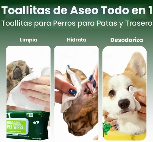 Vista 4 de PET N PET Toallitas para perros, 100 unidades, sin perfume, hipoalergénicas