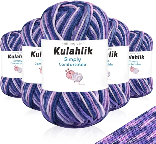 Vista 33 de 50g (1x50g) Hilo Acrílico para Crochet y Tejido, Hilo Degradado Colorido, 1 Rollo de Madejas, Hilo Acrílico Multicolor, Perfecto para Proyectos
