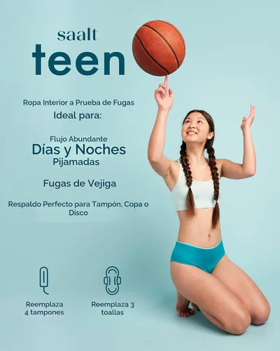Vista 3 de saalt Bragas Menstruales para Adolescentes - Ropa Interior Menstrual a Prueba de Fugas para Chicas Adolescentes - Comodidad de Cobertura Completa