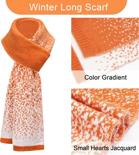 Vista 5 de Conjunto de gorro de punto de invierno para mujer y guantes para pantalla táctil, bufanda larga con forro polar cálido, bufandas para mujer