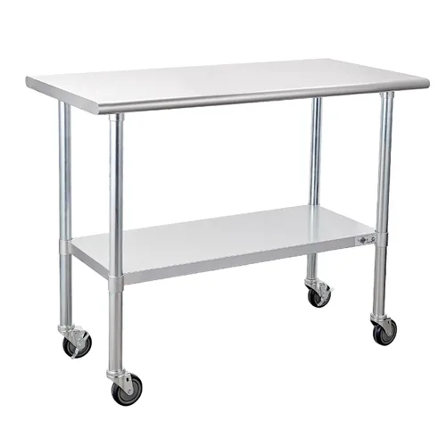 Vista 18 de Profeeshaw mesa de trabajo, de uso comercial, de acero inoxidable NSF con protector contra salpicaduras y estante inferior, para cocina, restaurante