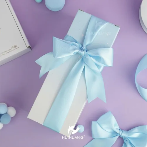 Vista 4 de HUIHUANG Cinta de satén azul bebé, 1.5 pulgadas de doble cara, 50 yardas para envoltura de regalos, ramos de flores, invitaciones, baby showers