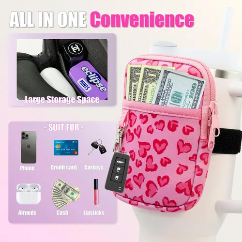 Vista 4 de Axolotl Stanley Cup - Bolsa para botella de agua con llavero, accesorios para vasos Stanley de 30/40 onzas con asa, vaso Stanley