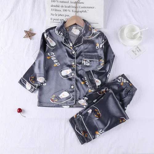 Vista 3 de TBUIALL Pijama de manga corta con estampado de primavera y 2 piezas de verano para niños pequeños