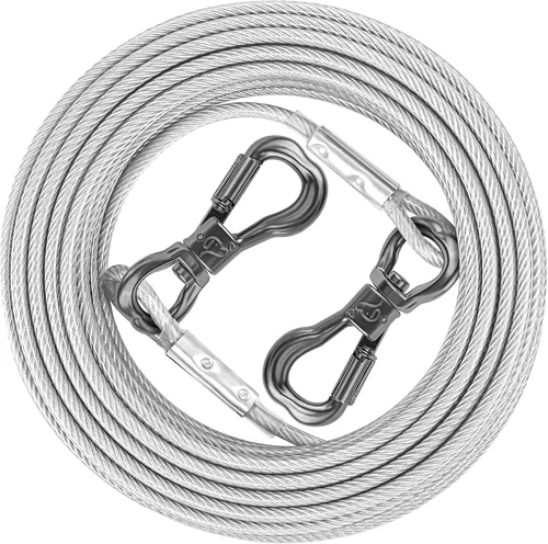 Vista 7 de XiaZ Cable de Amarre para Perro de 8 Pies, Correa de Sujeción para Perro para Patio de 8/10/15/20/30/50 Pies, Cadena de Correa Resistente para verde