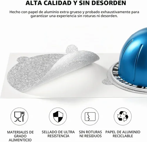 Vista 3 de Fanativita Tapas de sello de papel de aluminio universal para cápsulas Nespresso Vertuo, compatibles con cápsulas reutilizables Nespresso Vertuo