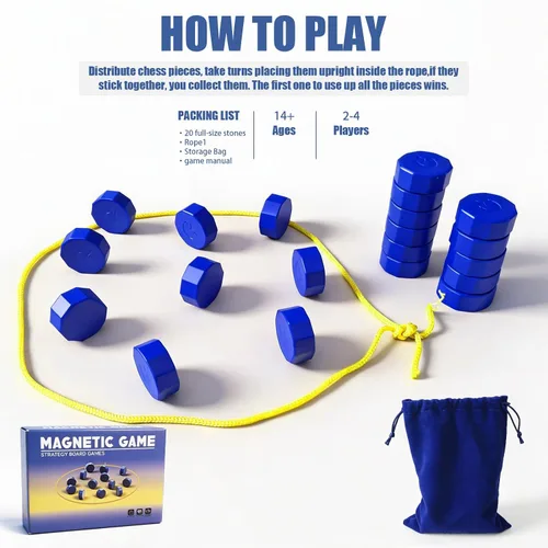 Vista 2 de Juego de ajedrez magnético con cuerda para rellenar cestas de Pascua, juegos familiares, juegos divertidos de estrategia para familia y fiestas