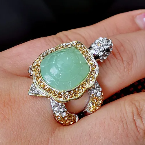 Vista 3 de Iumer - Anillo de zircón de dos piezas con incrustaciones de diamantes de imitación artificiales para mujer, talla 6-10.