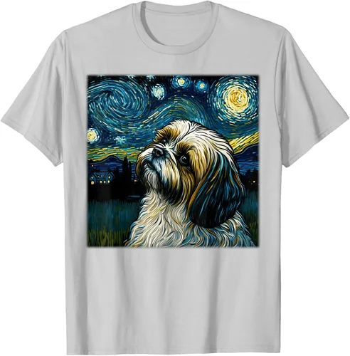 Vista 44 de Camiseta Surrealism Starry Night Shih Tzu Dog