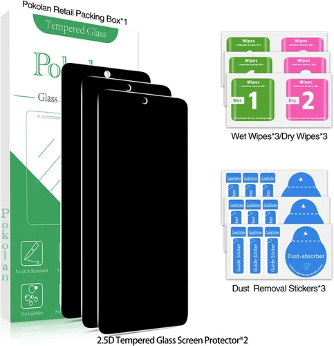 Vista 6 de Pokolan Paquete de 3 protectores de pantalla de privacidad para Motorola Moto G Stylus 5G 2025, película de vidrio templado privado antiespía