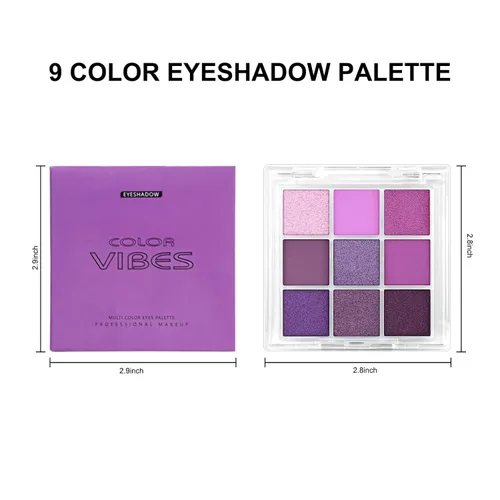 Vista 7 de Erinde Paleta de maquillaje de sombra de ojos de 9 colores con purpurina y lavanda brillante y mate, violeta, malva, púrpura oscura, plateado