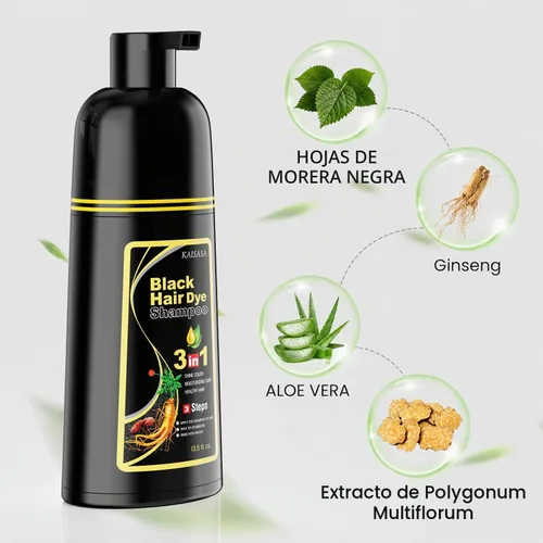 Vista 4 de KAISASA - Champú de tinte para cabello negro, 3 en 1, para cabello gris, mujeres y hombres
