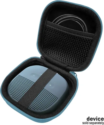 Vista 3 de Funda protectora con características para altavoz Bluetooth Bose SoundLink Micro de WGear, diseño funcional con bolsillo de malla para cable y otros